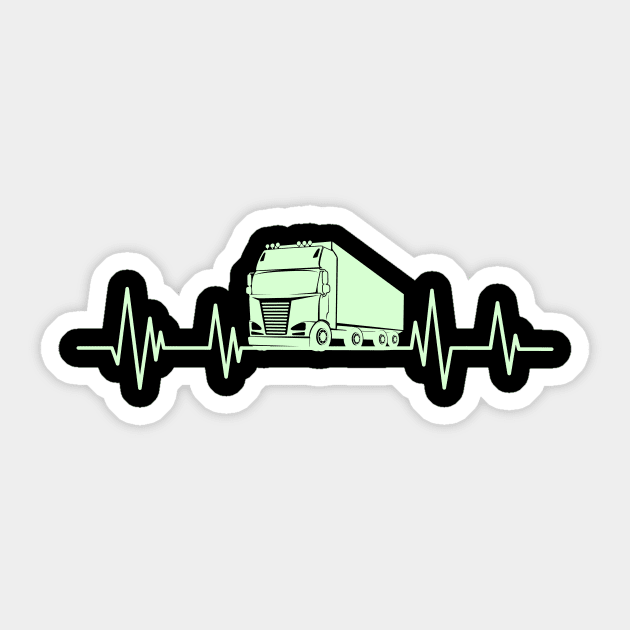 trruck heartbeat Funny Truck Driver , trucker lover Sticker by mezy